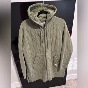 Olive Quilted Hooded Trench Coat